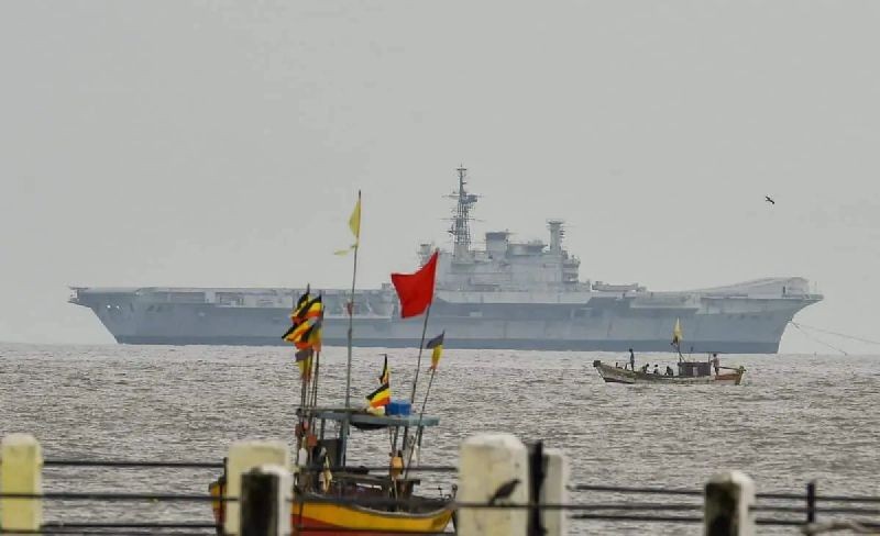 Mumbai: Decommissioned aircraft carrier of the Indian Navy, INS Viraat during its last journey from Naval Dockyard to Alang in Gujarat, where it will be dismantled, in Mumbai, Saturday, Sept. 19, 2020. (PTI Photo/Mitesh Bhuvad)